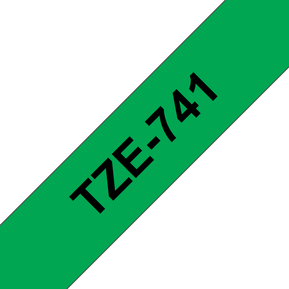 Brother TZe-741 - черен текст на зелена ламинирана лента, ширина 18mm